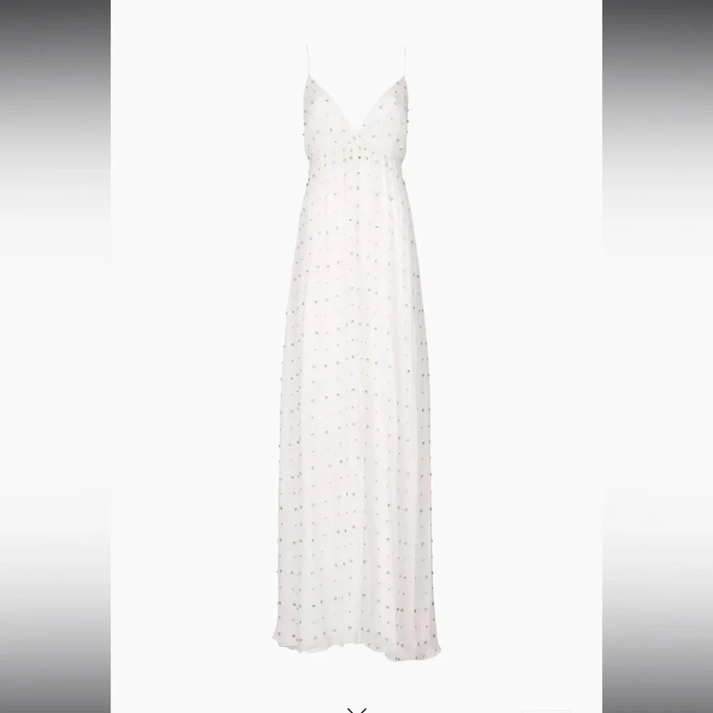 Retrofete White Beaded Slip Maxi Dress